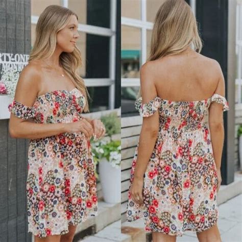 Bohemian Floral Printed Off The Shoulder Dress Sarita Inc