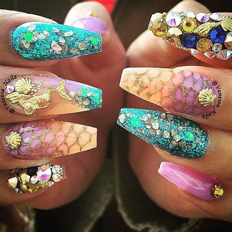 Blackfilenails On Instagram “they Couldn T Keep Her Under The Sea 🐚🐠 💅🏻beautiful Mermaid