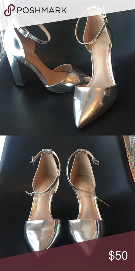 Asos Silver Chunky Heel With Pointed Toe Silver Chunky Heels Heels