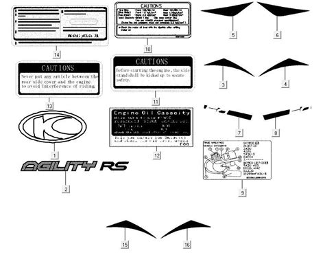 Stickers Kymco Agility RS 4 Takt Zwart 09