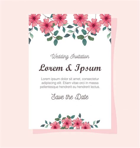 Premium Vector Greeting Card With Flowers Pink Color Wedding