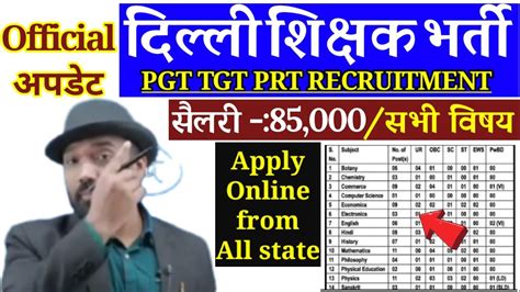 दलल नई शकषक भरत 2022 Delhi PGT TGT PRT Teacher Recruitment 2022