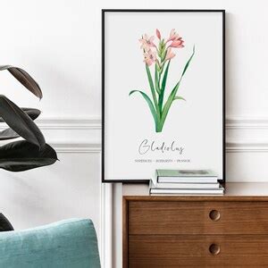 AUGUST BIRTH FLOWER Gladiolus Birth Print Nursery Print Digital ...