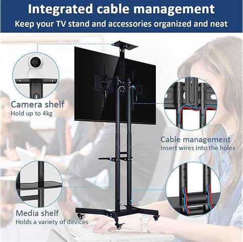 Cestabelle Mobile Tv Stand Rolling Tv Cart Floor Tv Stand For To