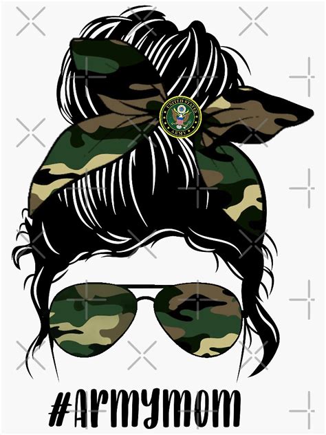 Army Mom Messy Bun Sticker For Sale By ItsaMomThingLLC Redbubble