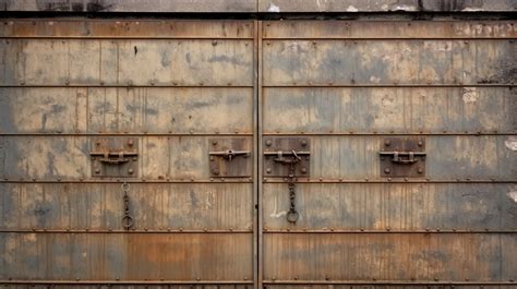 Closed Gate Secured Textured Metal Brown Wall With Triple Locks