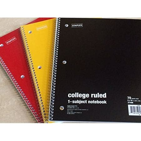 staples college ruled 1-subject notebook 70 sheets 3 pack variety of ...