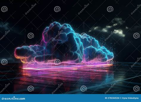 Revolutionizing Data Usage 3d Rendering Of Neon Cloud With Flowing