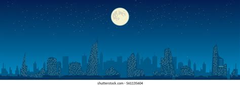 Winter Night Sky Cityscape Silhouette Vector Stock Vector Royalty Free