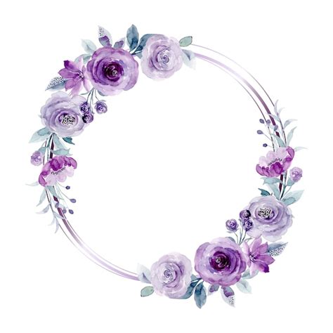 Guirnalda De Flores Rosas Moradas Con Acuarela Vector Premium