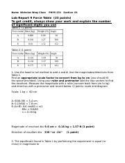 Physics 231 Lab Report Force Table Analysis Course Hero