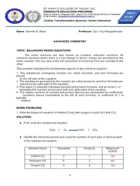 Balancing Redox Equations: A Detailed Explanation of Balancing ...