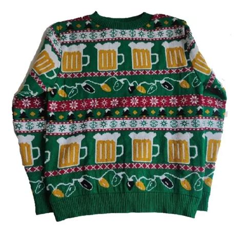 Suéter Navideño Ugly Unisex Cerveza Sweater Tejido Grueso Meses sin