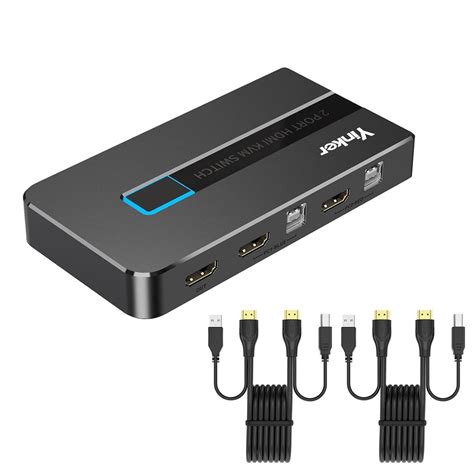 2 Port KVM Switch HDMI 4K 60Hz, USB HDMI KVM Switch 2 Computer 1 ...