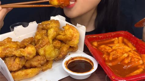 [sub] Mukbang Asmr 교촌 치킨 허니 순살 And 신전떡볶이 꿀조합 먹방🍗 치쏘 Korean Fried