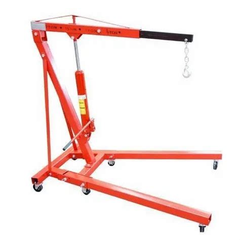 Red Black Hydraulic Foldable Floor Crane Max Height 6 Feet Capacity