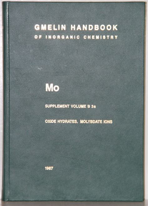 Gmelin Handbook Of Inorganic And Organometallic Chemistry Gmelins