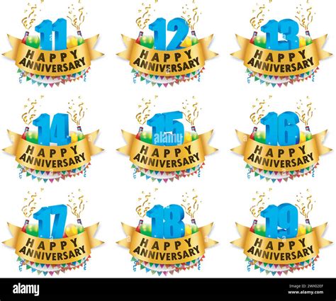 Happy Anniversary Celebration Sets Vector Illustration Stock Vector