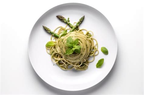 Premium AI Image Traditional Italian Spaghetti With Asparagus In A