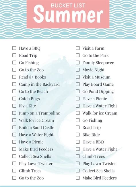 Summer Bucket List For Teenagers