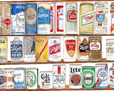 Beer Can Art Print Vintage Beer Can Art Beer Collection Art Print Beer ...