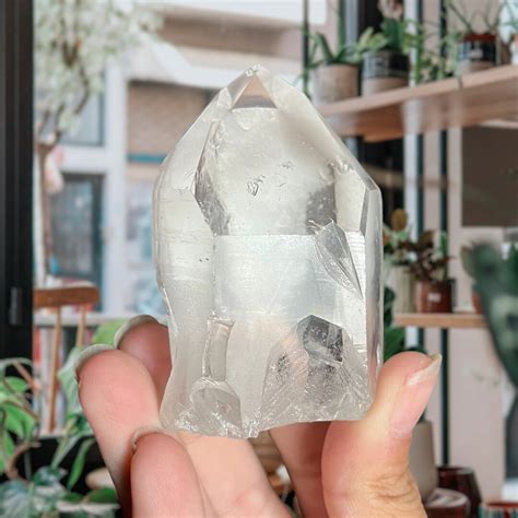 White Phantom Lemurian Seed Quartz Crystal Point Large Lemurian Quartz