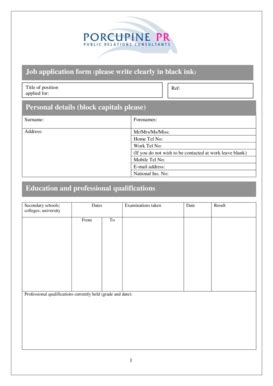 Fillable Online Job Application Form Please Write Clearly In Black Ink