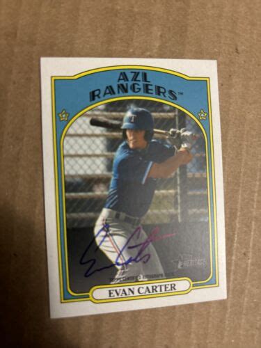 Evan Carter Topps Heritage Minor Real One Auto Texas Rangers Rc