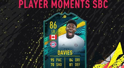 FIFA 20 Davies 86 Player Moments Sfida Creazione Rosa Weareutita