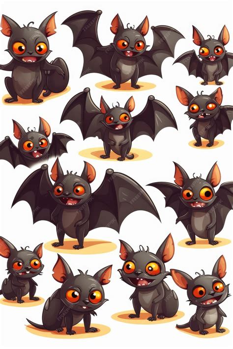 Premium AI Image | Bats cartoon set Halloween illustration