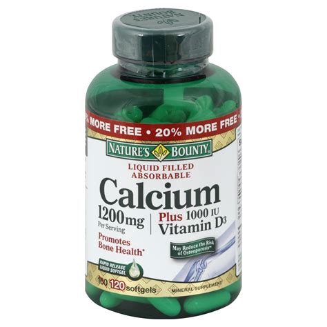 Natures Bounty Calcium 1200 Mg Plus Vitamin D3 1000 Iu Rapid Release Liquid Softgels 120