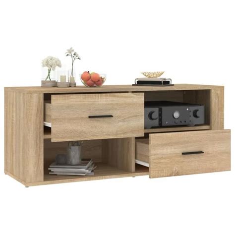 Meuble TV Chêne sonoma 100x35x40 cm Bois d ingénierie Mothinessto