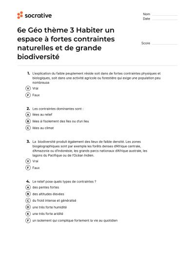 6e Géo thème 3 Habiter un espace à fortes contraintes naturelles et de