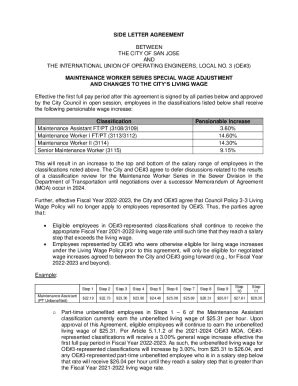 Fillable Online Side Letter Agreement Between The City Of San Jose