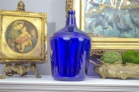 Antique French Demijohn Bottle Rare Cobalt Blue Glass Etsy