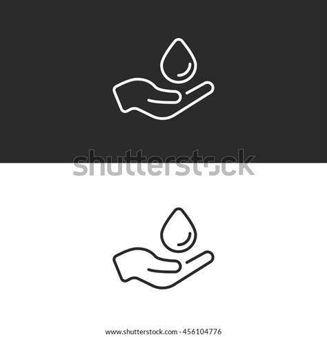 Hand Water Drop Line Icon Stock Vector Royalty Free 456104776