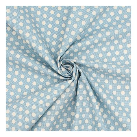 Blue Medium Dot Cotton Fabric By The Metre Hobbycraft