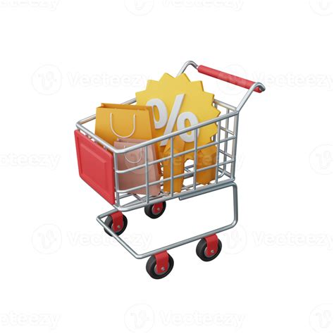 3d Rendering Shopping Cart For Ecommerce Or Online Shop Isolated Useful