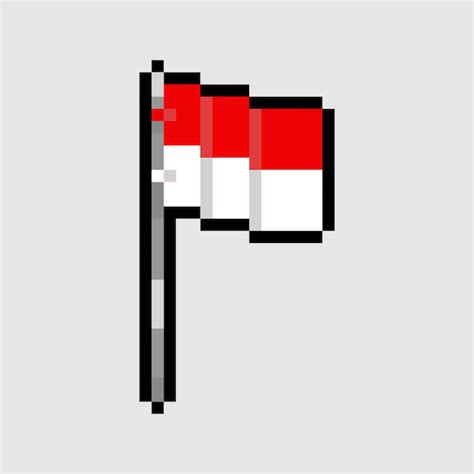 Premium Vector | Pixel art style, 18 bit style indonesia flag vector