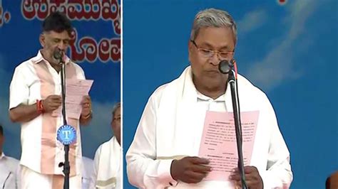 Siddaramaiah Takes Oath As New Karnataka Cm Dk Shivakumar As His Deputy Youtube