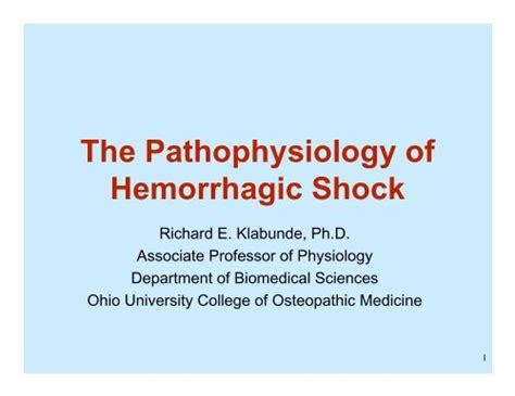 The Pathophysiology Of Hemorrhagic Shock Ohio University