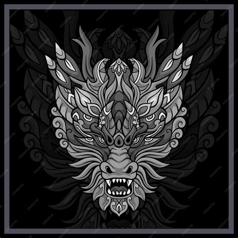 Premium Vector | Monochrome Dragon head mandala arts