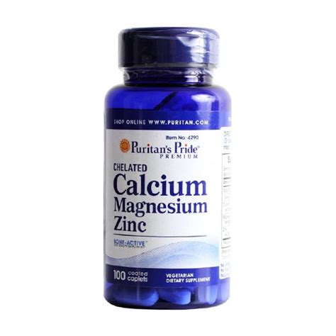 Puritans Pride Chelated Calcium Magnesium Zinc 100 Caplets Shopee Thailand