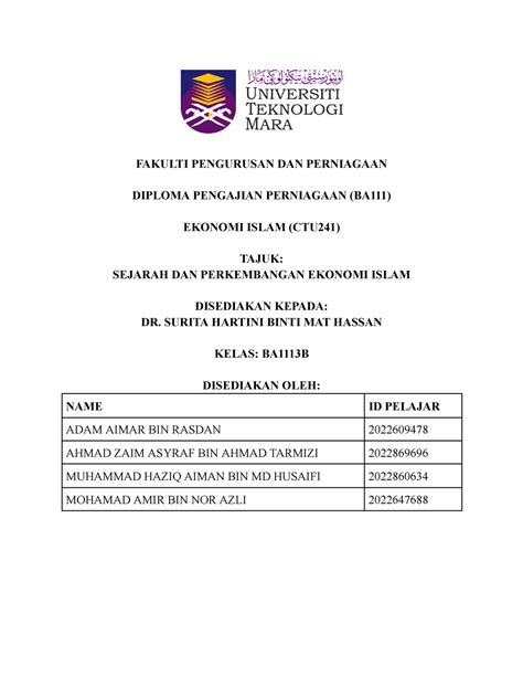 Ctu Group Assignment Fakulti Pengurusan Dan Perniagaan Diploma