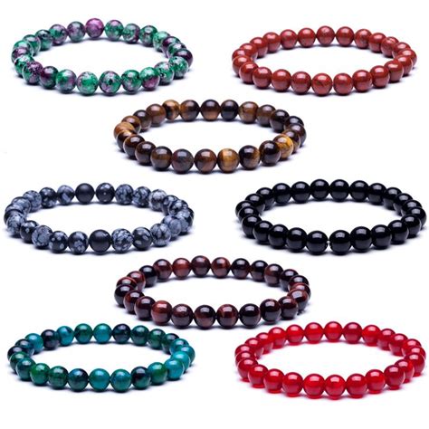 Mm Tiger Eye Nature Stone Lava Stone Buddha Beads Bracelets Bangles