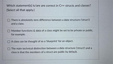 Solved Which Statement S Is Are Are Correct In C Structs And