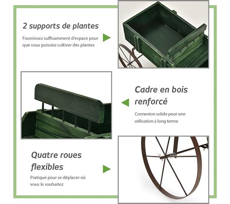 Brouette D Corative En Bois Avec Compartiments Planter Roues