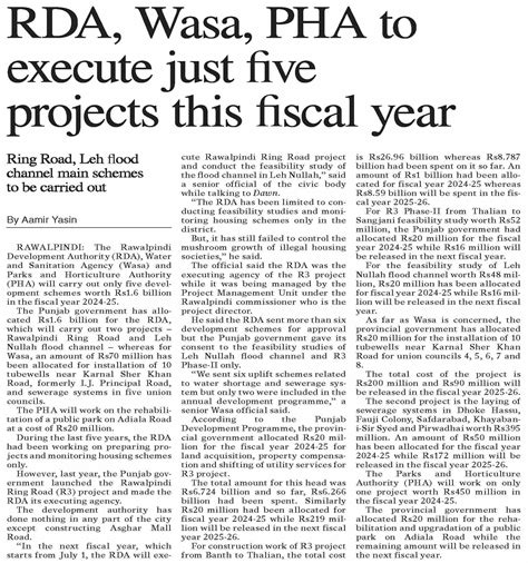 Dawn EPaper Jun 23 2024 RDA Wasa PHA To Execute Just Five