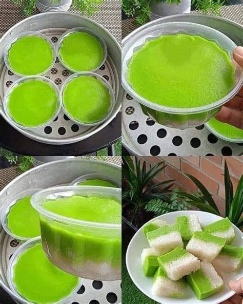 Kuih Seri Muka Pandan Buat Dalam Bekas Comel Macam Ini