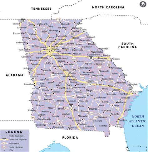 Map of Georgia | State Map of USA | United States Maps